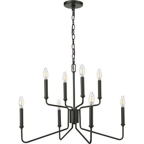 Raven 8 Light 28 inch Matte Black Chandelier Ceiling Light